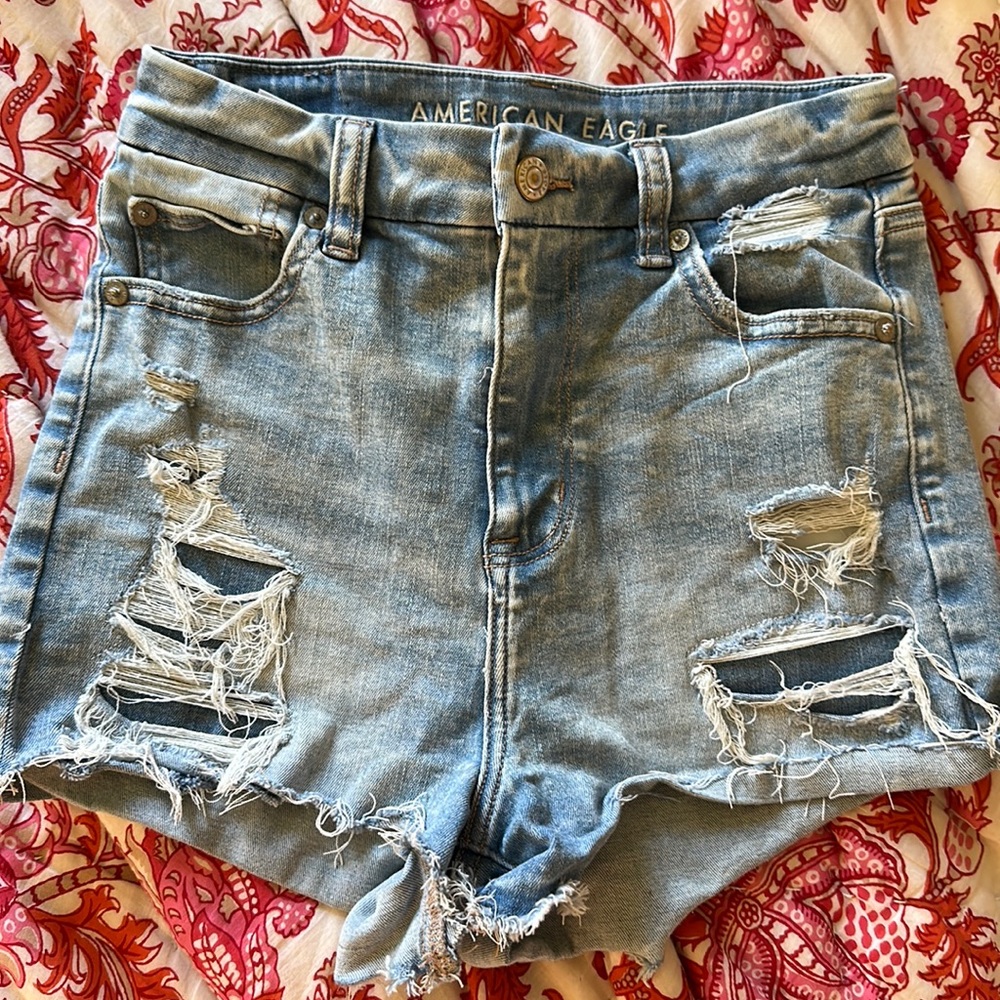 american eagle blue jean shorts